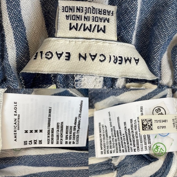 American Eagle Outfitters Blue and White Striped High Waist Shorts - Picture 4 of 5